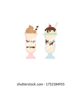 dessert ice cream sundae with cherries