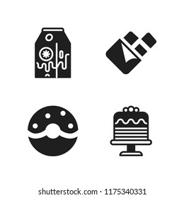 dessert icon. 4 dessert vector icons set. chocolate, cake and doughnut icons for web and design about dessert theme