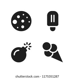 Dessert Icon. 4 Dessert Vector Icons Set. Bomb, Cookie And Popsicle Icons For Web And Design About Dessert Theme