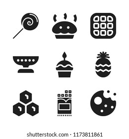 dessert icon. 9 dessert vector icons set. chocolate, pineapple and cookie icons for web and design about dessert theme