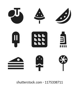 dessert icon. 9 dessert vector icons set. watermelon, lollipop and cream icons for web and design about dessert theme