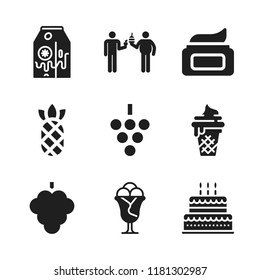 dessert icon. 9 dessert vector icons set. ice cream, birthday cake and diet icons for web and design about dessert theme