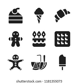 dessert icon. 9 dessert vector icons set. ice cream, ice pop and waffle icons for web and design about dessert theme