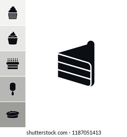 Dessert icon. collection of 6 dessert filled icons such as ice cream on stick, muffin, cake. editable dessert icons for web and mobile.