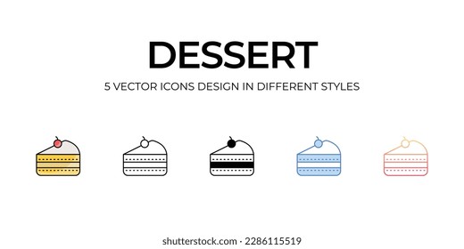 Diseño de iconos de postre en estilo de cinco con estilo de salto editable. Línea, Sólido, Línea plana, Color de tono Duo y Línea de degradado de color. Adecuado para diseño de páginas Web, aplicaciones móviles, UI, UX y GUI.