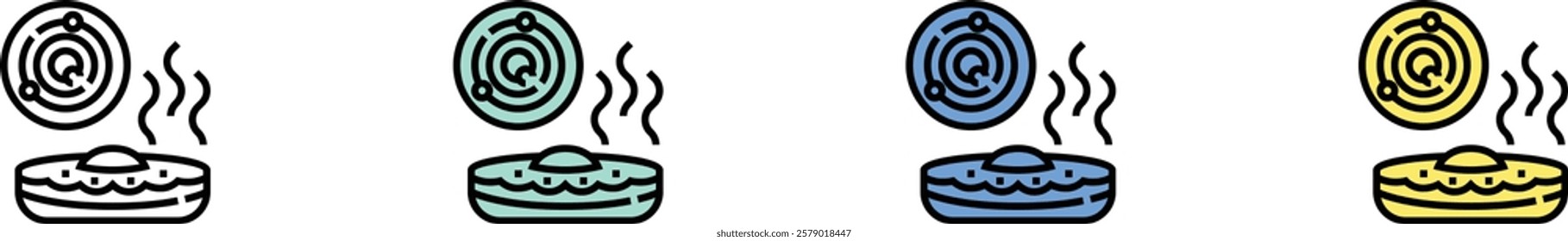 dessert icon. Outline, Green, Blue and Yellow Style Design Isolated On White Background