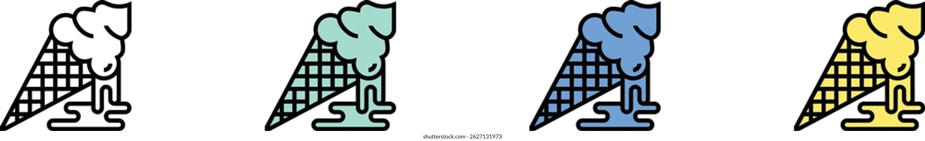 dessert icon. Outline, Green, Blue and Yellow Style Design Isolated On White Background