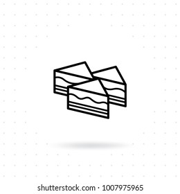 Dessert icon. Piece of cake icon. Cake outline icon. Vector illustration of cake and dessert. Birthday cake in line style