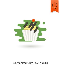 Dessert Icon Set in Flat Design Style. Dessert Icon in Simple, Minimalistic and Modern Flat Design Style for Candy Shop. Colorful