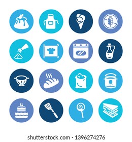 Dessert icon set and oven with bakery sign, creamcone and sack of flour. Saltshaker related dessert icon vector for web UI logo design.