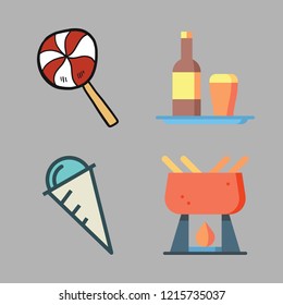 dessert icon set. vector set about fondue, ice cream, tray and lollipop icons set.