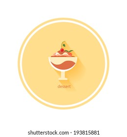 Dessert icon with shadow in flat design