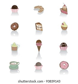 Dessert Icon Symbol Set EPS 8 vector, grouped for easy editing. No open shapes or paths.