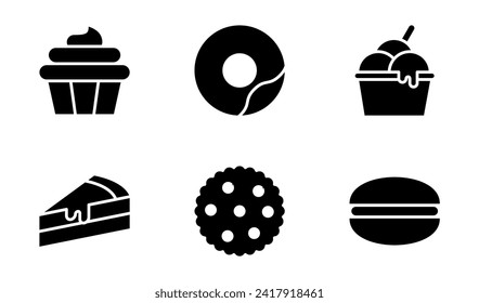 Colección de plantillas vectoriales de símbolo de icono de postre