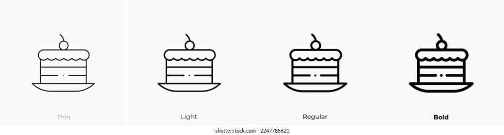dessert icon. Thin, Light Regular And Bold style design isolated on white background