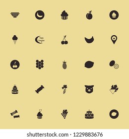 dessert icon. dessert vector icons set piggy face, lemon, fresh pineapple and halloween candy