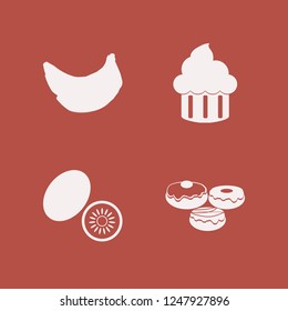 dessert icon. dessert vector icons set cupcake, doughnuts, banana and kiwi