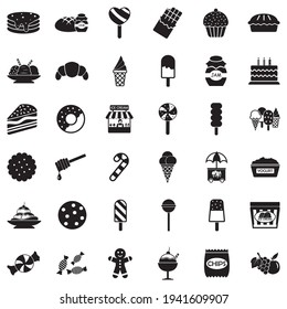 Dessert Icons. Black Flat Design. Vector Illustration.
