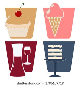 Iconos de postre. Ilustración vectorial aislada para artículo, menú...