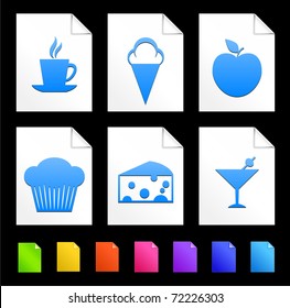 Dessert Icons on Colorful Paper Document Collection Original Illustration