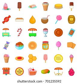 Dessert icons set. Cartoon style of 36 dessert vector icons for web isolated on white background