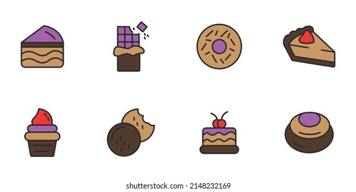dessert icons set color . dessert pack symbol vector elements for infographic web