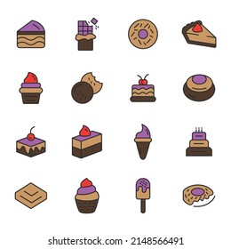 dessert icons set color . dessert pack symbol vector elements for infographic web