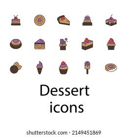 dessert icons set color . dessert pack symbol vector elements for infographic web