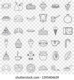 Dessert icons set. Outline style of 36 dessert vector icons for web for any design