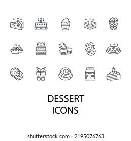 Dessert Icons Set Dessert Pack Symbol Stock Vector (Royalty Free ...