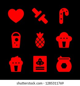 dessert icons set with pineapple, cereal and honey vector set