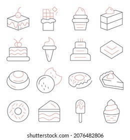 Dessert icons set. Dessert symbol vector elements for infographic web