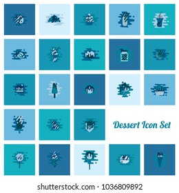 Dessert Icons in Simple, Minimalistic and Modern Flat Design Style for Candy Shop. Clean Work, Vector. Monochrome color