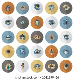 Dessert Icons in Simple, Minimalistic and Modern Flat Design Style for Candy Shop. Clean Work, Vector. Retro Color