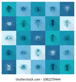 Dessert Icons in Simple, Minimalistic and Modern Flat Design Style for Candy Shop. Clean Work, Vector. Monochrome color. Long Shadow