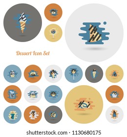 Dessert Icons in Simple, Minimalistic and Modern Flat Design Style for Candy Shop. Clean Work, Vector. Retro Color