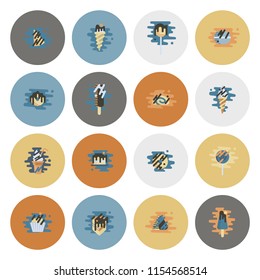Dessert Icons in Simple, Minimalistic and Modern Flat Design Style for Candy Shop. Clean Work, Vector. Retro Color