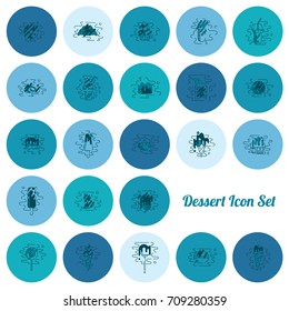 Dessert Icons in Simple, Minimalistic and Modern Flat Design Style for Candy Shop. Clean Work, Vector. Monochrome color