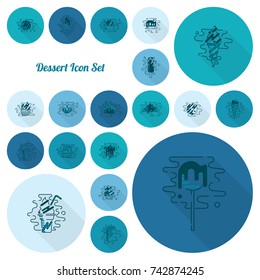 Dessert Icons in Simple, Minimalistic and Modern Flat Design Style for Candy Shop. Clean Work, Vector. Monochrome color. Long Shadow