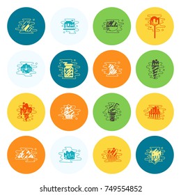 Dessert Icons in Simple, Minimalistic and Modern Flat Design Style for Candy Shop. Clean Work. Vector. Colorful