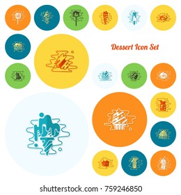 Dessert Icons in Simple, Minimalistic and Modern Flat Design Style for Candy Shop. Clean Work, Vector