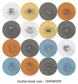 Dessert Icons in Simple, Minimalistic and Modern Flat Design Style for Candy Shop. Clean Work, Vector. Retro Color