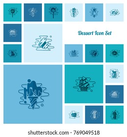 Dessert Icons in Simple, Minimalistic and Modern Flat Design Style for Candy Shop. Clean Work, Vector. Monochrome color