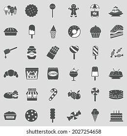 Dessert Icons. Sticker Design. Vector Illustration.
