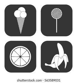 Dessert icons vector set on gray   buttons