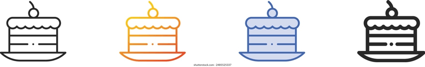 dessert icon.Thin Linear, Gradient, Blue Stroke and bold Style Design Isolated On White Background