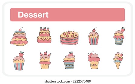 Paquete de Ilustración de postre para diseño web, afiche, folleto, impresión, publicidad, etc.