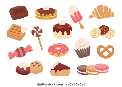 Dessert isolated object set. Dessert isolated graphic elements.