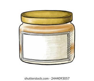 Dessert jar. Hand drawn illustration.