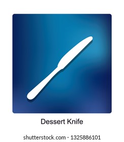 Dessert Knife on Blue Background